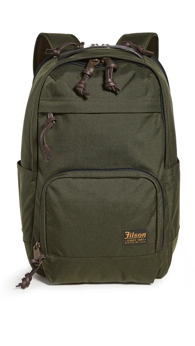 Filson Dryden Leather-trimmed Cordura Backpack In Otter Green