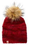 Sh T That I Knit Sh*t That I Knit The Motley Merino Wool Beanie With Removable Faux Fur Pompom In Cardinal