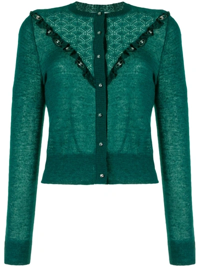 Onefifteen Patterned Knit Cardigan In Green