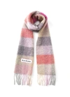 ACNE STUDIOS LOGO PATCH FRINGED CHECK SCARF