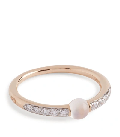 Pomellato Rose Gold, Diamond And Moonstone M'ama Non M'ama Ring Size 53