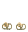 VALENTINO GARAVANI GARAVANI METAL AND CRYSTAL VLOGO EARRINGS,15960271