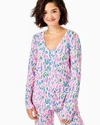 LILLY PULITZER WOMEN'S PAJAMA KNIT LONG SLEEVE TOP IN GREEN SIZE 2XL, LILLY ON HOLIDAY - LILLY PULITZER IN GREEN,007861