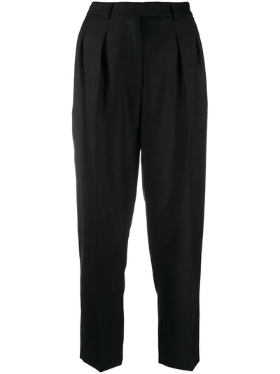 A.p.c. Front-pleat Cropped Trousers In Schwarz