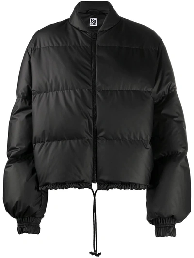 Bacon Drawstring Hem Bomber Jacket In Black