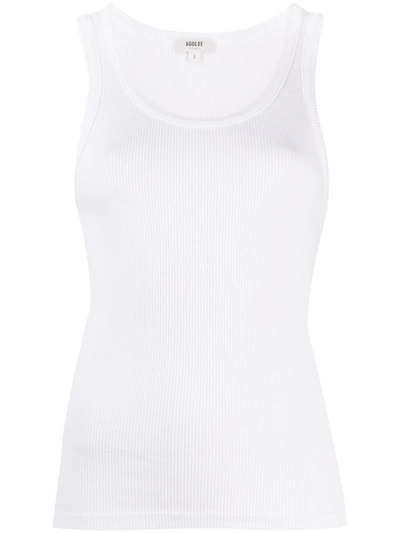 Agolde Poppy Ribbed Stretch Organic Cotton And Tencel-blend Jersey Tank In Tissue Off White