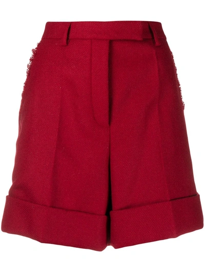 Thom Browne High-waisted Shetland Wool Shorts In Red