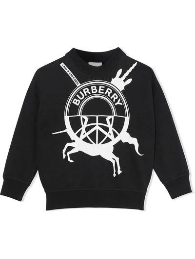 Burberry Kids' Logo Print Sweatshirt In Black