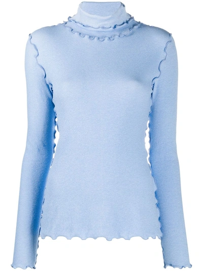 Neul Fluted Hem Ruffle Top In Blue