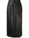 Red Valentino Redvalentino Buckle Detail Leather Pencil Skirt In Black