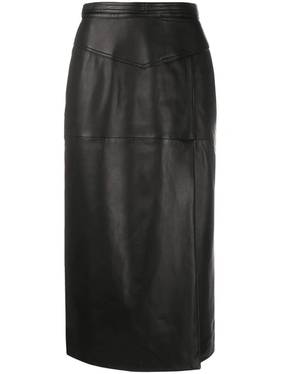 Red Valentino Redvalentino Buckle Detail Leather Pencil Skirt In Black