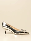 SERGIO ROSSI PUMPS IN MIRRORED LEATHER WITH JEWEL BUCKLE,11584346