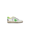 Golden Goose Ballstar White Leather Sneaker With Laminate Inserts In White/lime