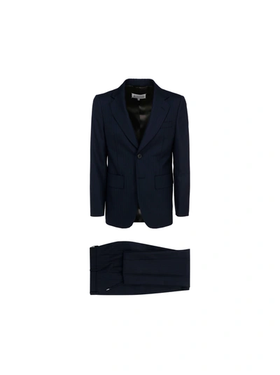Maison Margiela Pinstripe Cotton Suit In Blue