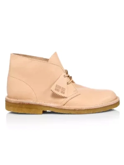 Clarks Originals Leather Desert Boots In Natural Veg Tan