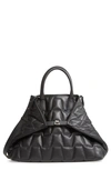 AKRIS MEDIUM AI QUILTED TRAPEZOID LEATHER TOTE,1016-RU 303-009