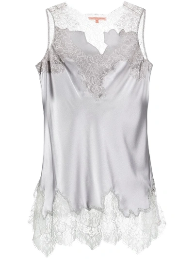 Ermanno Scervino Lace-insert Satin Cami Top In Grey