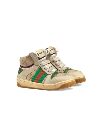 Gucci Kids' Children's Screener Hi-top Sneaker In Beige