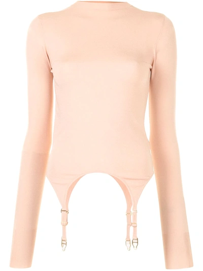 Dion Lee Garter Tab Long-sleeved Top In Pink