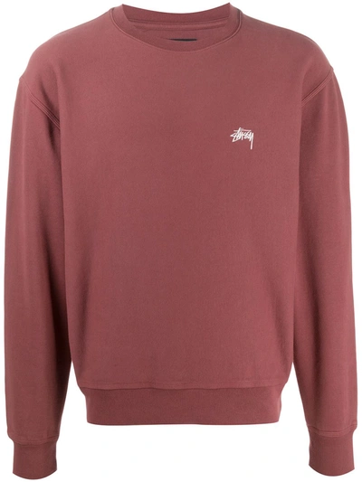 Stussy Logo-embroidered Sweatshirt In Red