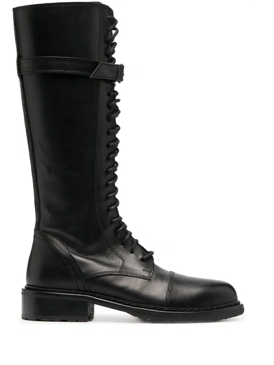 Ann Demeulemeester Knee-high Lace-up Boots In Schwarz