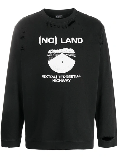 Raf Simons Distressed Slogan Sweatshirt In Black