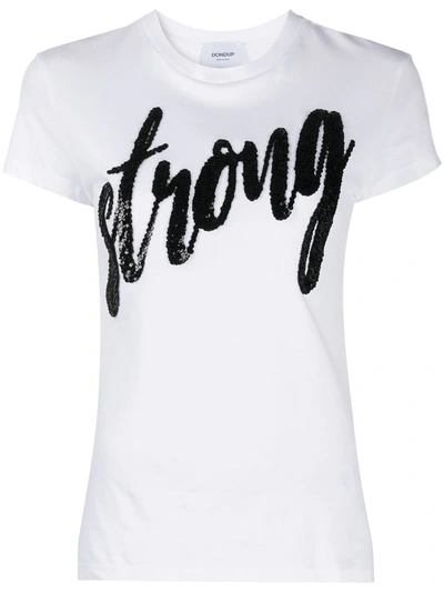 Dondup 'strong' Slogan T-shirt In White