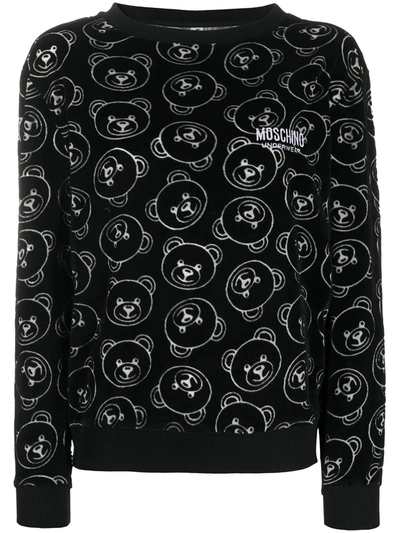 Moschino Bear Print Sweatshirt In Black