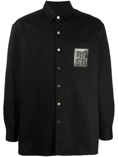 Raf Simons Logo-patch Overshirt In Black