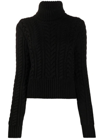 Dolce & Gabbana Cable-knit Cashmere Turtle-neck Jumper In Black