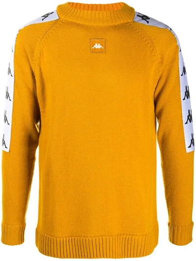 Kappa Logo-stripe Crew Neck Jumper In Yellow