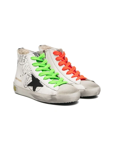 Golden Goose Babies' Francy 涂鸦高帮板鞋 In White