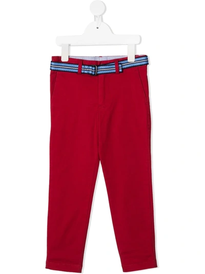 Ralph Lauren Kids' Belted Straight-leg Trousers In Red