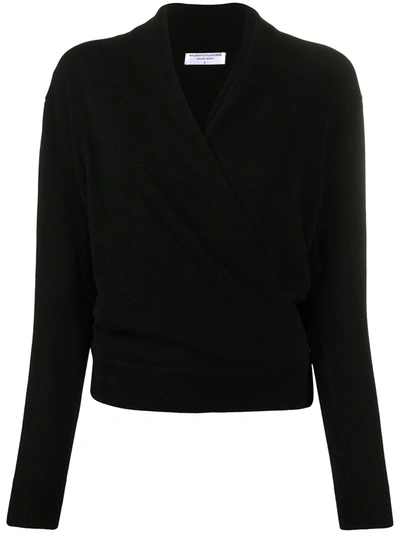 Majestic Wrap Double-breasted Cardigan In Black