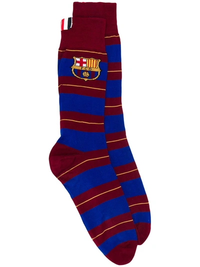 Thom Browne Fc Barcelona Logo Mid-calf Socks In Blue
