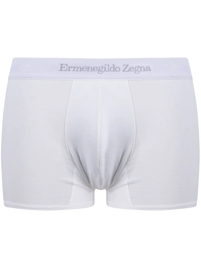 Ermenegildo Zegna Logo-waist Cotton Boxer Shorts In White