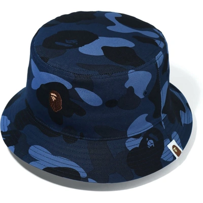 Pre-owned Bape  Color Camo Bucket Hat Blue