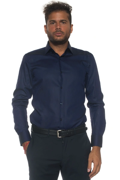 Hugo Boss Boss Dress Shirt Blue Cotton Man