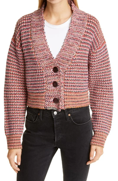 The Great Montana Cropped Cotton Blend Cardigan In Field Stripe