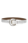 B-low The Belt Palmer Croc Embossed Leather Belt In Gesso/ Gold