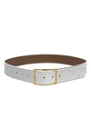 B-low The Belt Milla Croc Embossed Leather Belt In Gesso/ Gold