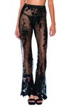 HAUTY EMBROIDERED LACE FLARE PANTS,2524