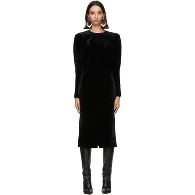 Isabel Marant Moyrani Gathered Velvet Midi Dress In Black
