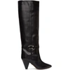 ISABEL MARANT BLACK LEATHER LEARL TALL BOOTS