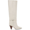ISABEL MARANT OFF-WHITE LEATHER LEARL TALL BOOTS