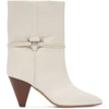 ISABEL MARANT OFF-WHITE LEATHER LILET ANKLE BOOTS