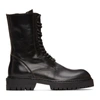 ANN DEMEULEMEESTER BLACK BUCKLE LACE-UP BOOTS