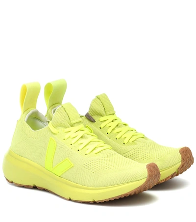 Rick Owens + Veja Rubber-trimmed V-knit Sneakers In Yellow