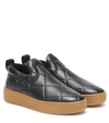 Bottega Veneta Leather Slip-on Sneakers In Black
