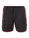 GUCCI SWIM TRUNKS WITH GG AND BEE IN BLACK